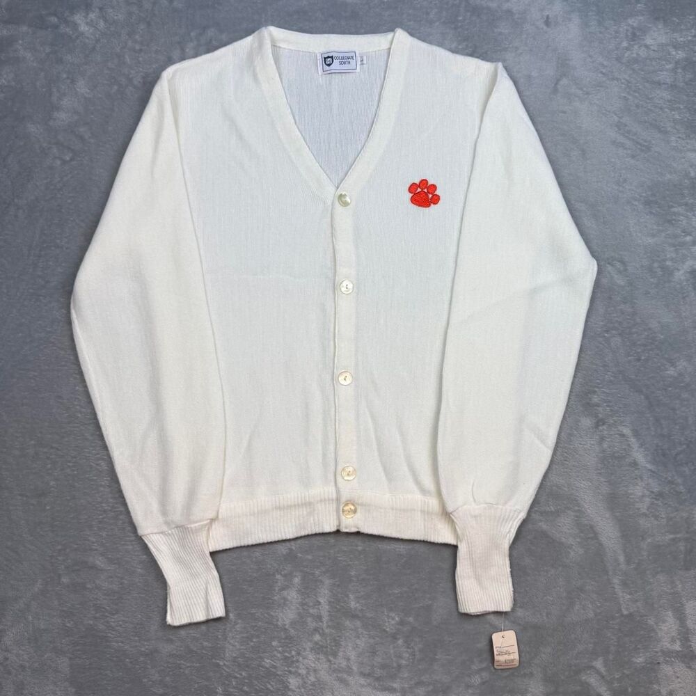 Men's White and Cream Cardigan
